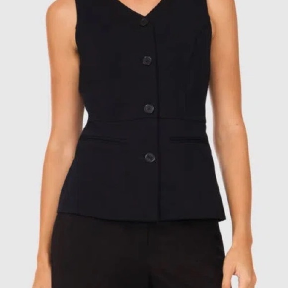 Halogen Tops - Halogen Black Stretch Crepe Button-Up Vest XXL NWT Fitted Flare